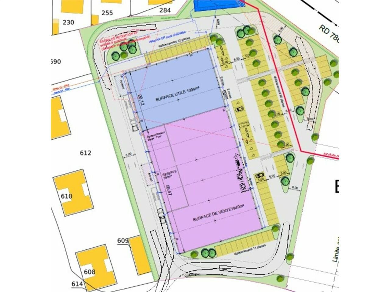 Location local commercial 3400 m² divisibles à partir de 300 m²