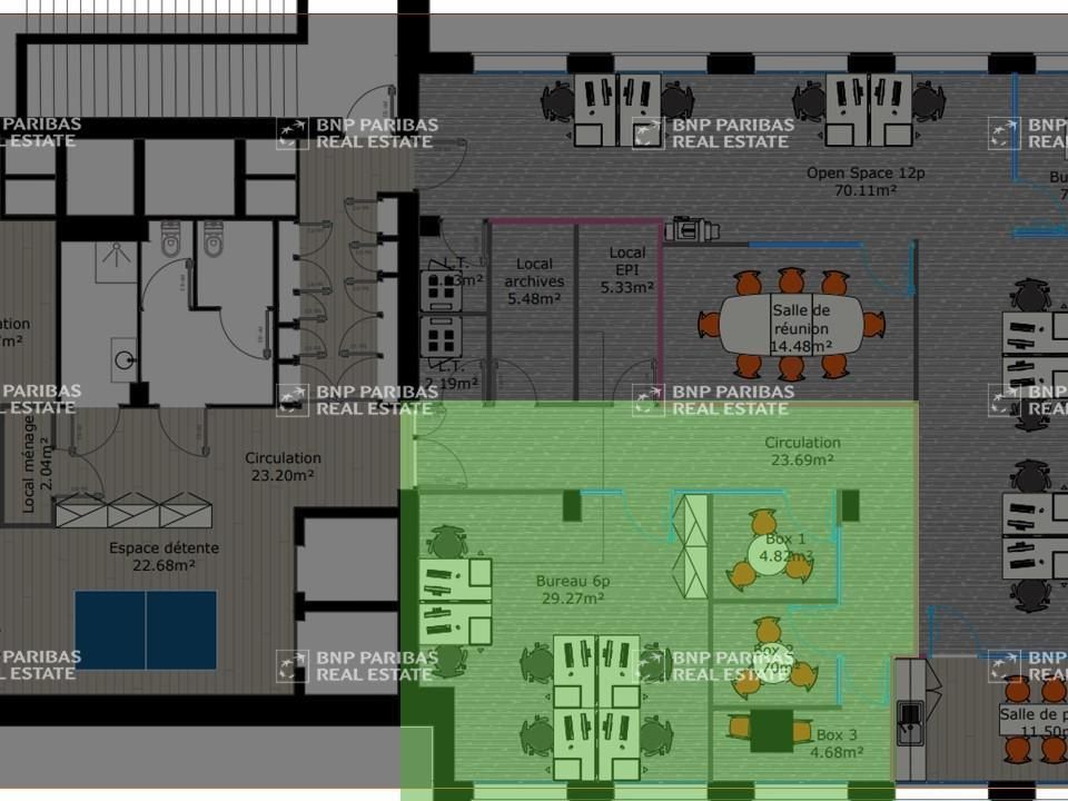 Location Bureaux 59 m² non divisibles 44200 Nantes