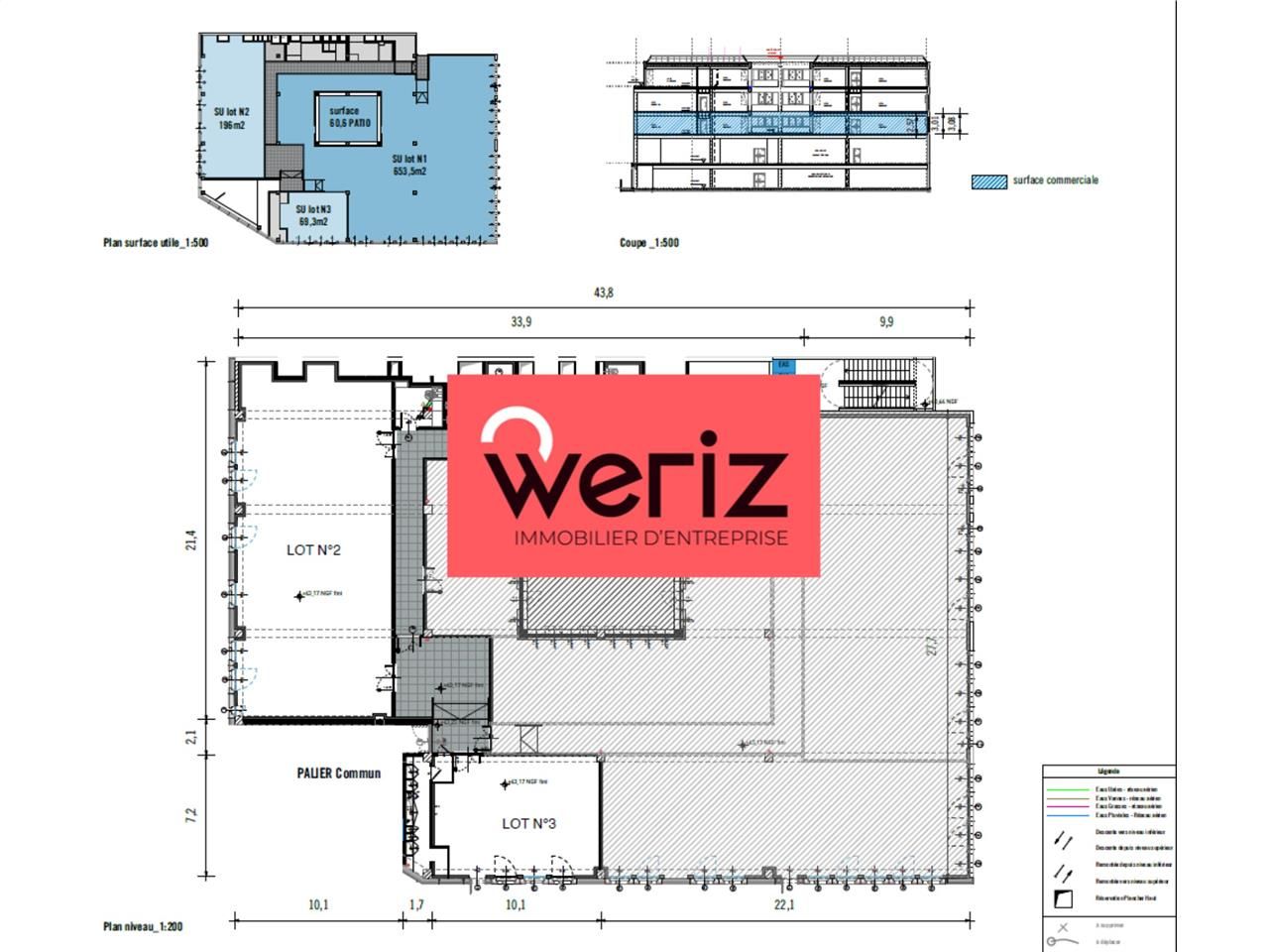 Location bureaux 1832 m² divisibles à partir de 107 m²