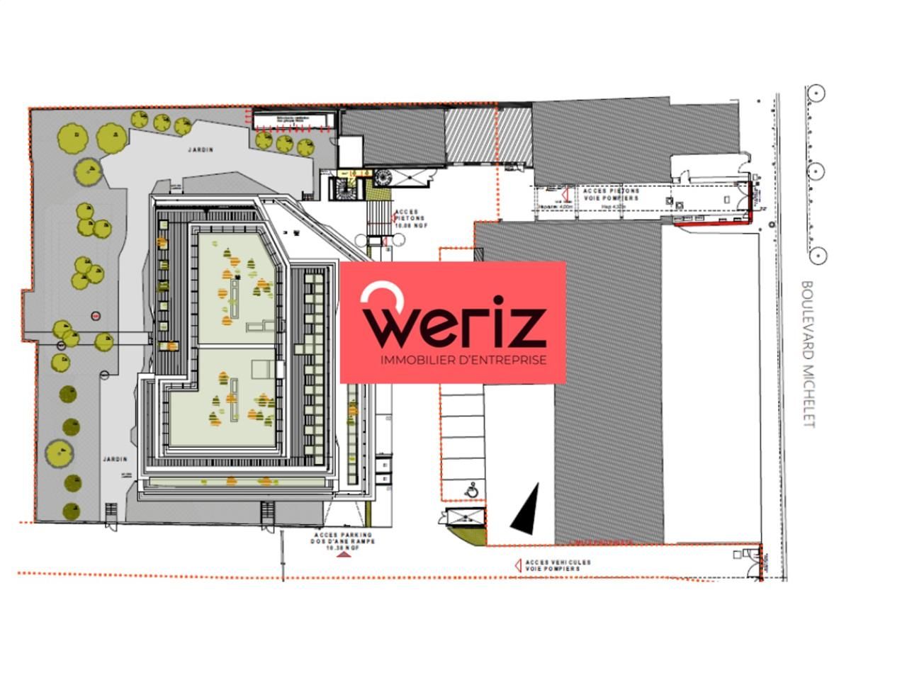 Location bureaux 450 m² non divisibles