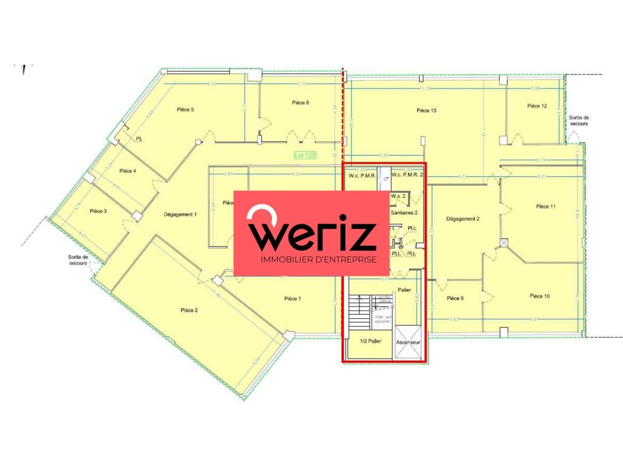 Location bureaux 460 m² non divisibles