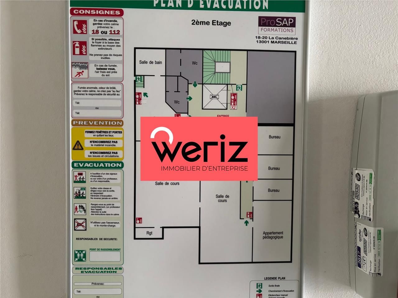 Location bureaux 250 m² non divisibles