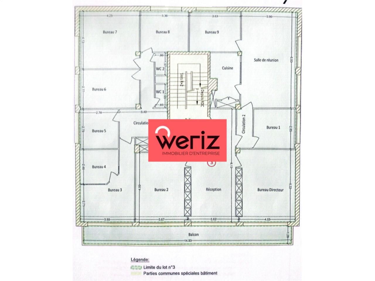 Location bureaux 210 m² non divisibles