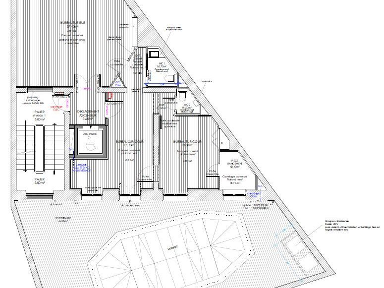 Location bureaux 113 m² non divisibles