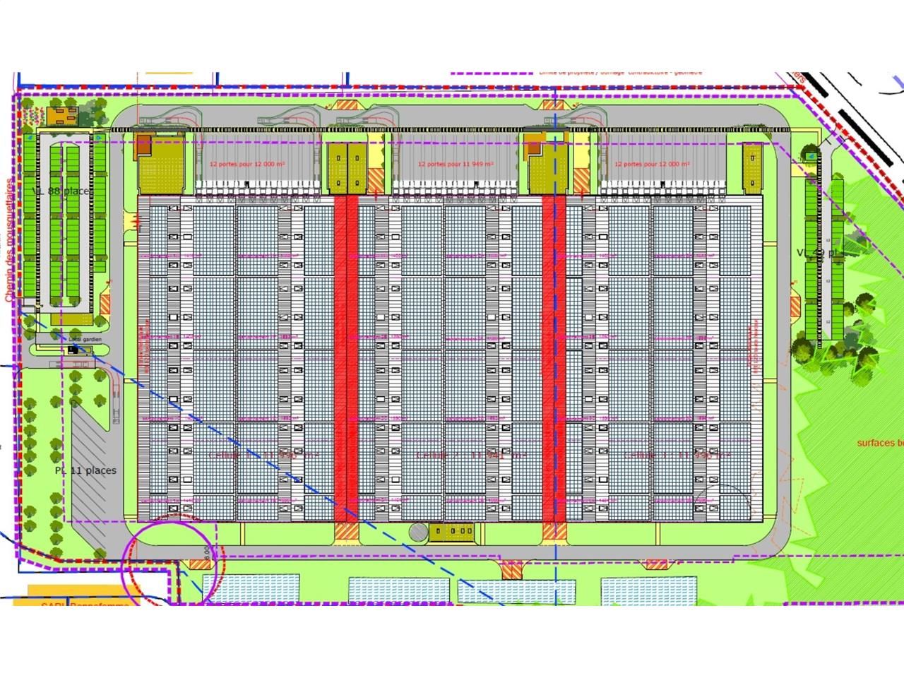 Location entrepots 37937 m² divisibles à partir de 1355 m²