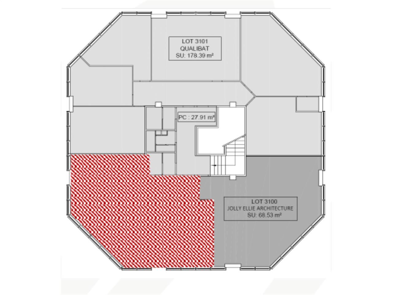 Location bureaux 95 m² non divisibles