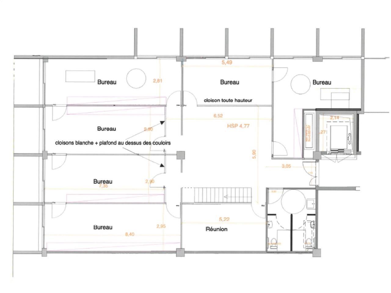 Location bureaux 210 m² non divisibles