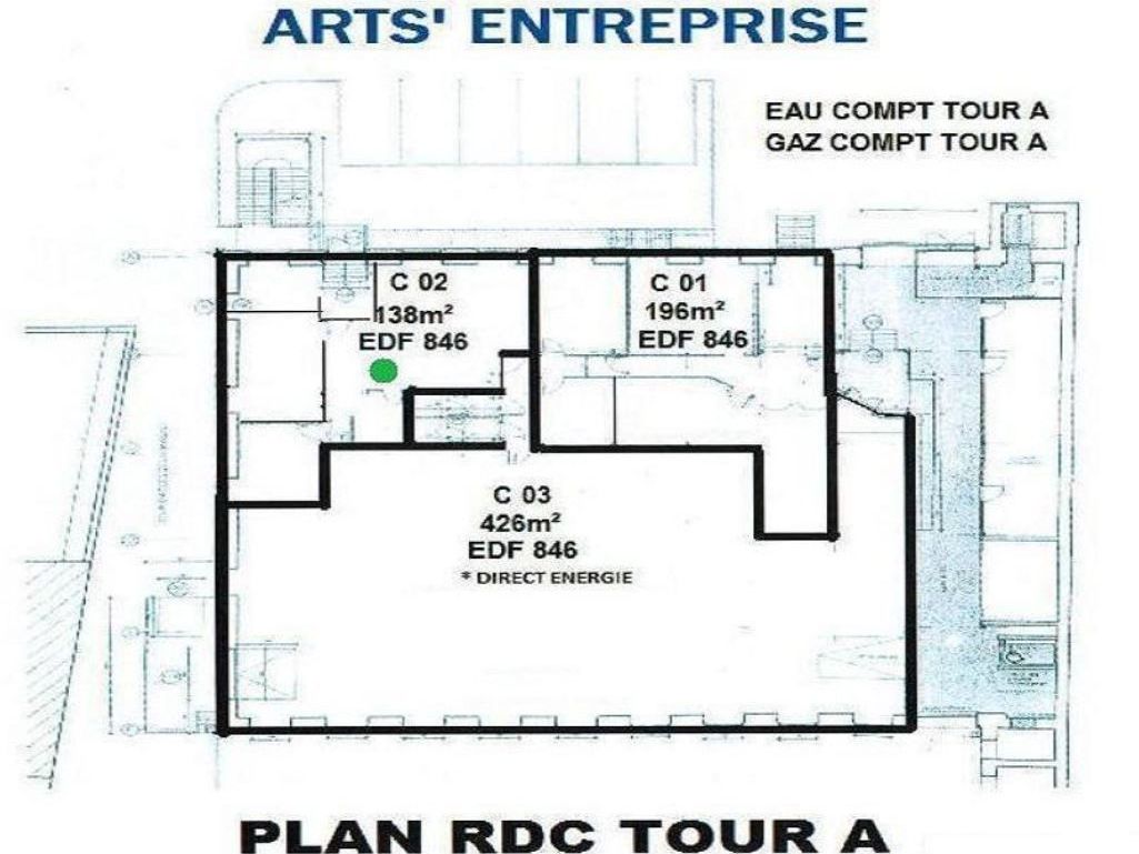 Location bureaux 1919 m² divisibles à partir de 26 m²
