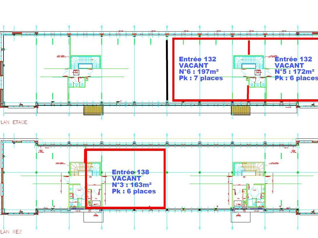 Location bureaux 163 m² non divisibles
