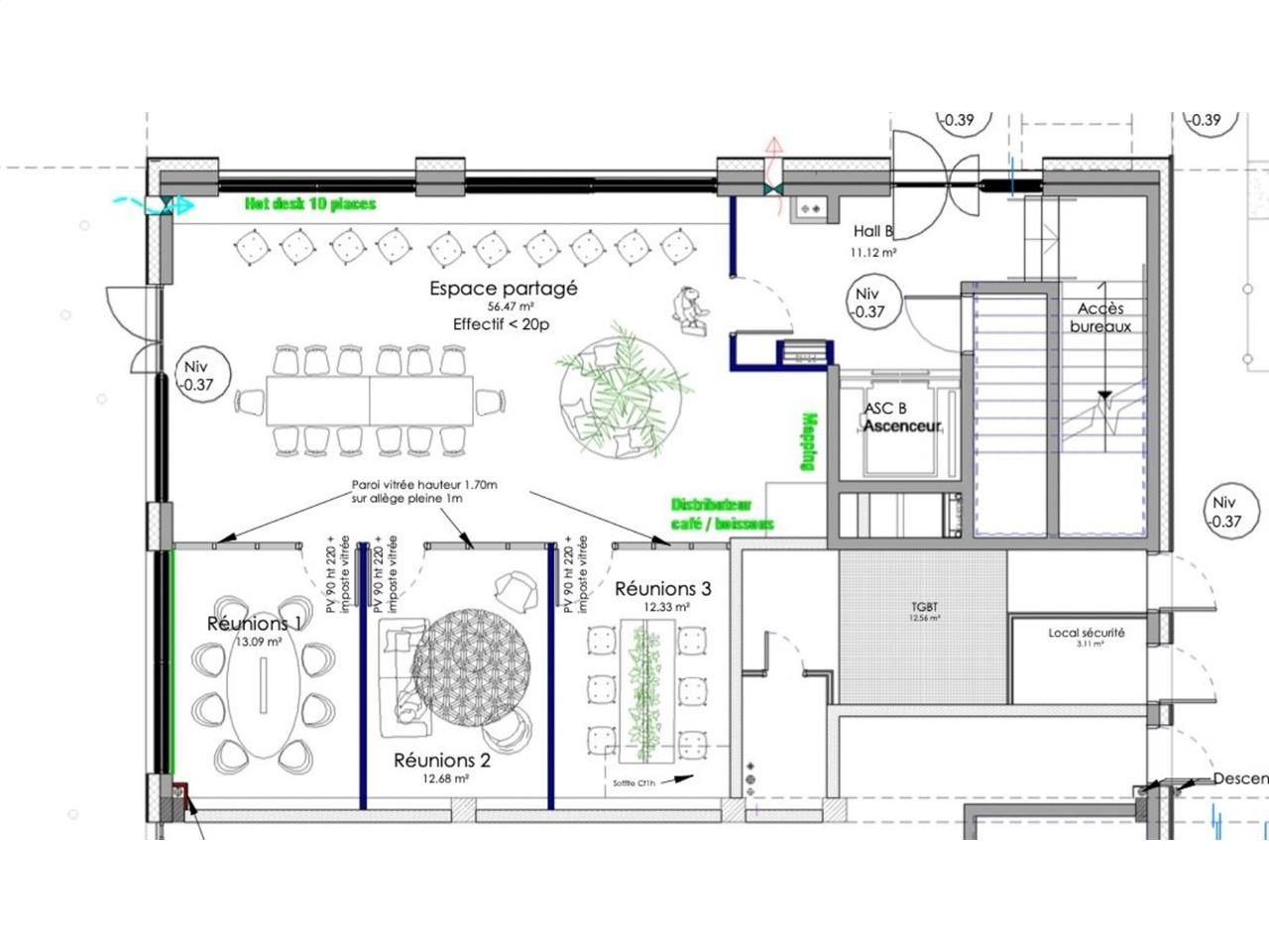 Location bureaux 4103 m² divisibles à partir de 129 m²