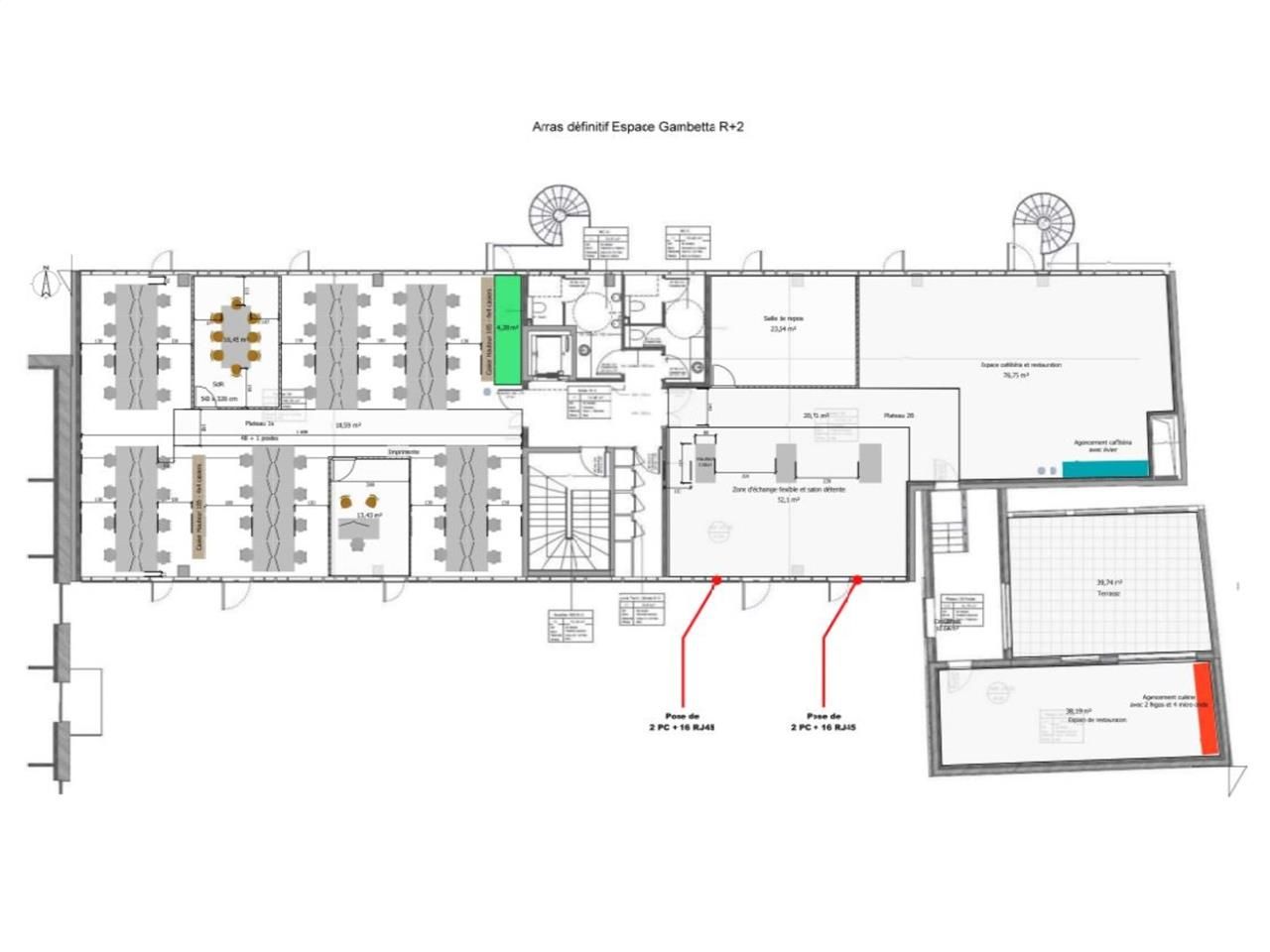 Location bureaux 197 m² non divisibles