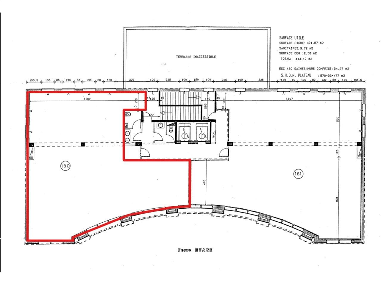 Location bureaux 191 m² non divisibles