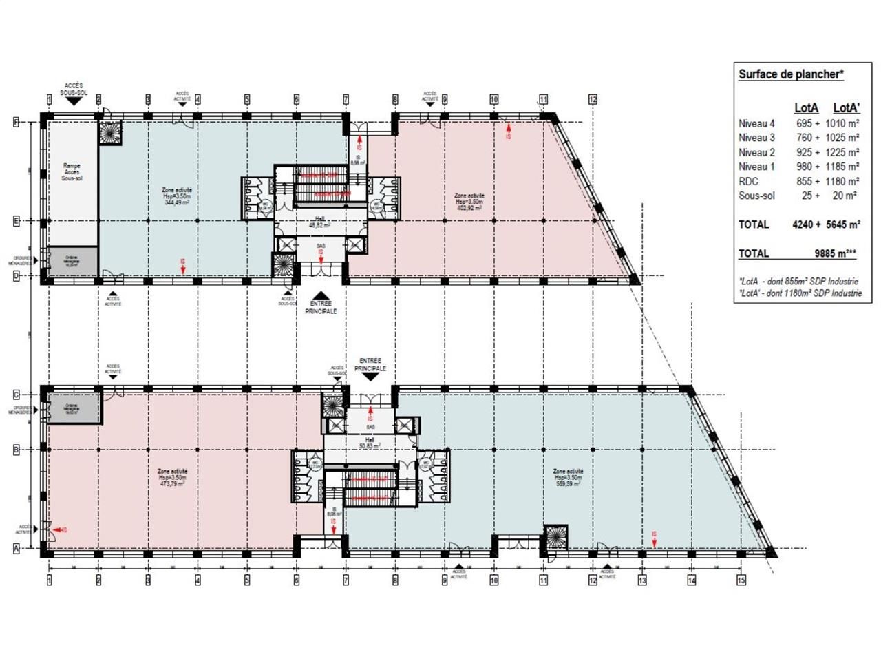 Vente bureaux 15745 m² divisibles à partir de 1500 m²