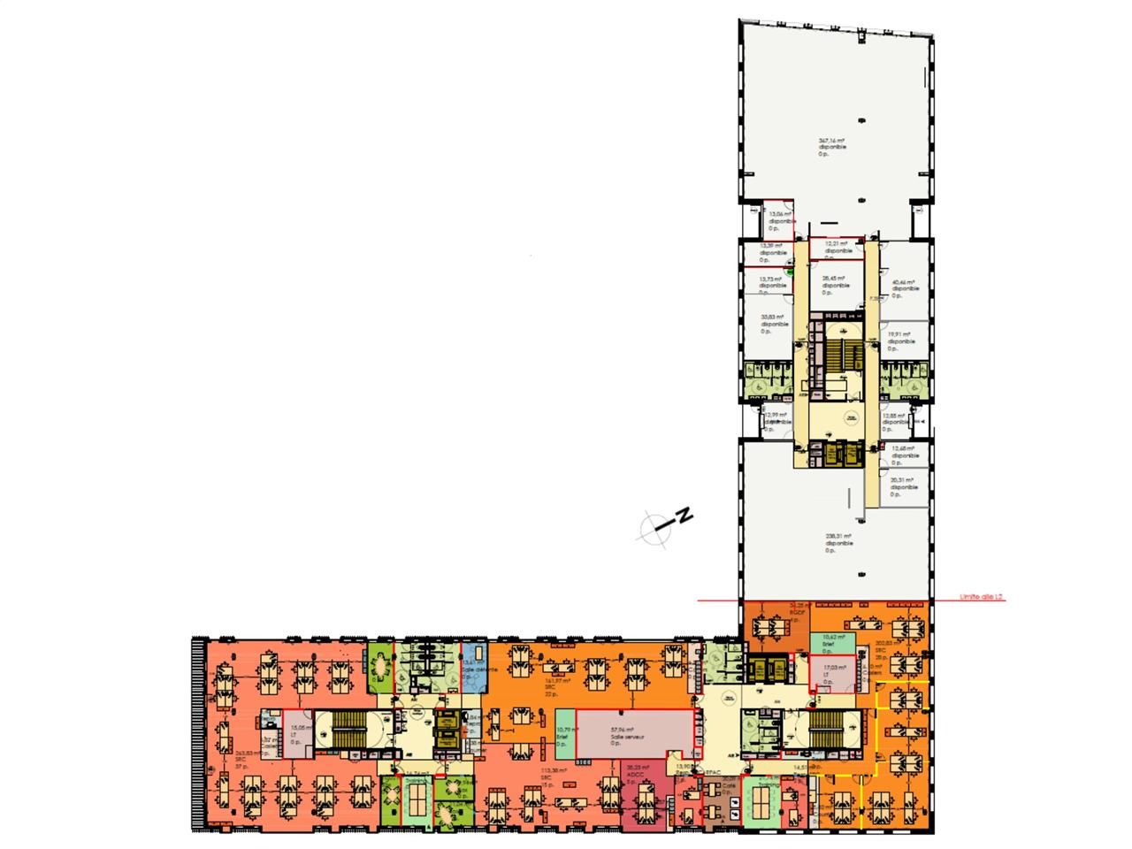 Location bureaux 2036 m² divisibles à partir de 1018 m²