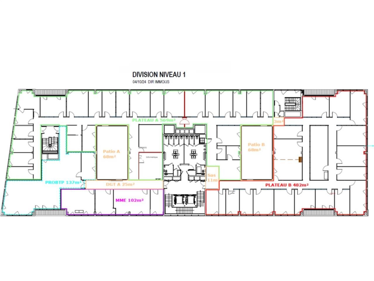 Location bureaux 1324 m² divisibles à partir de 647 m²