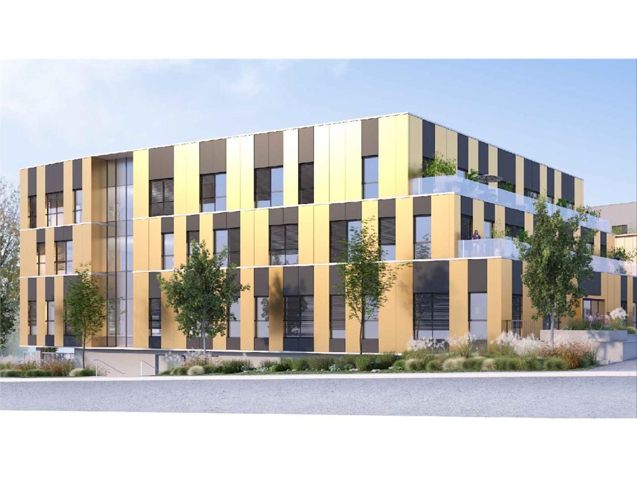 En sortie immédiate d'autoroute, immeuble de bure