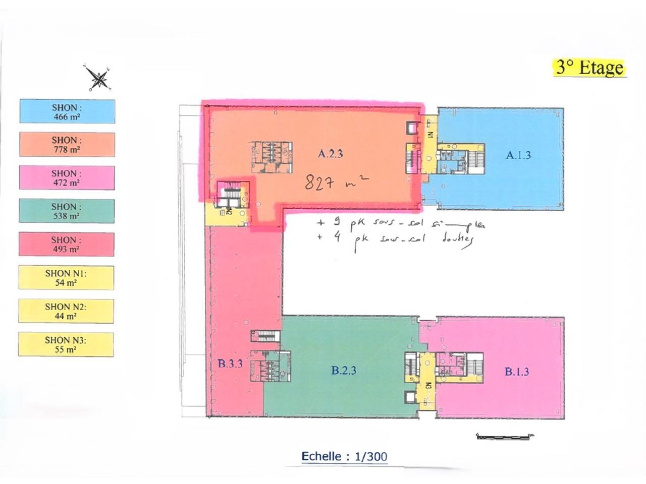 Location bureaux 827 m² non divisibles