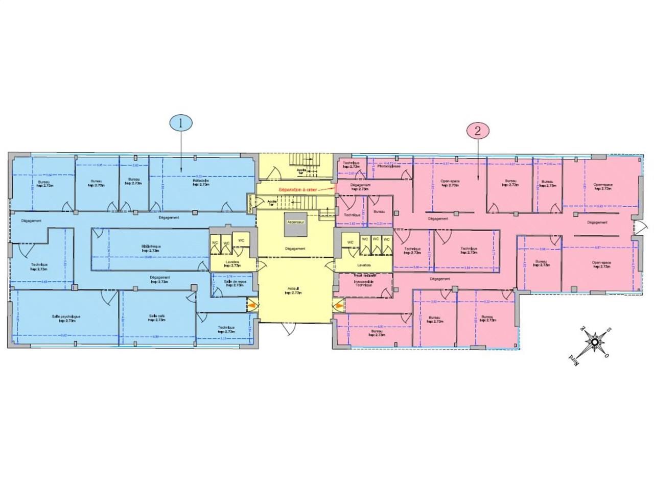 Location bureaux 2555 m² divisibles à partir de 813 m²
