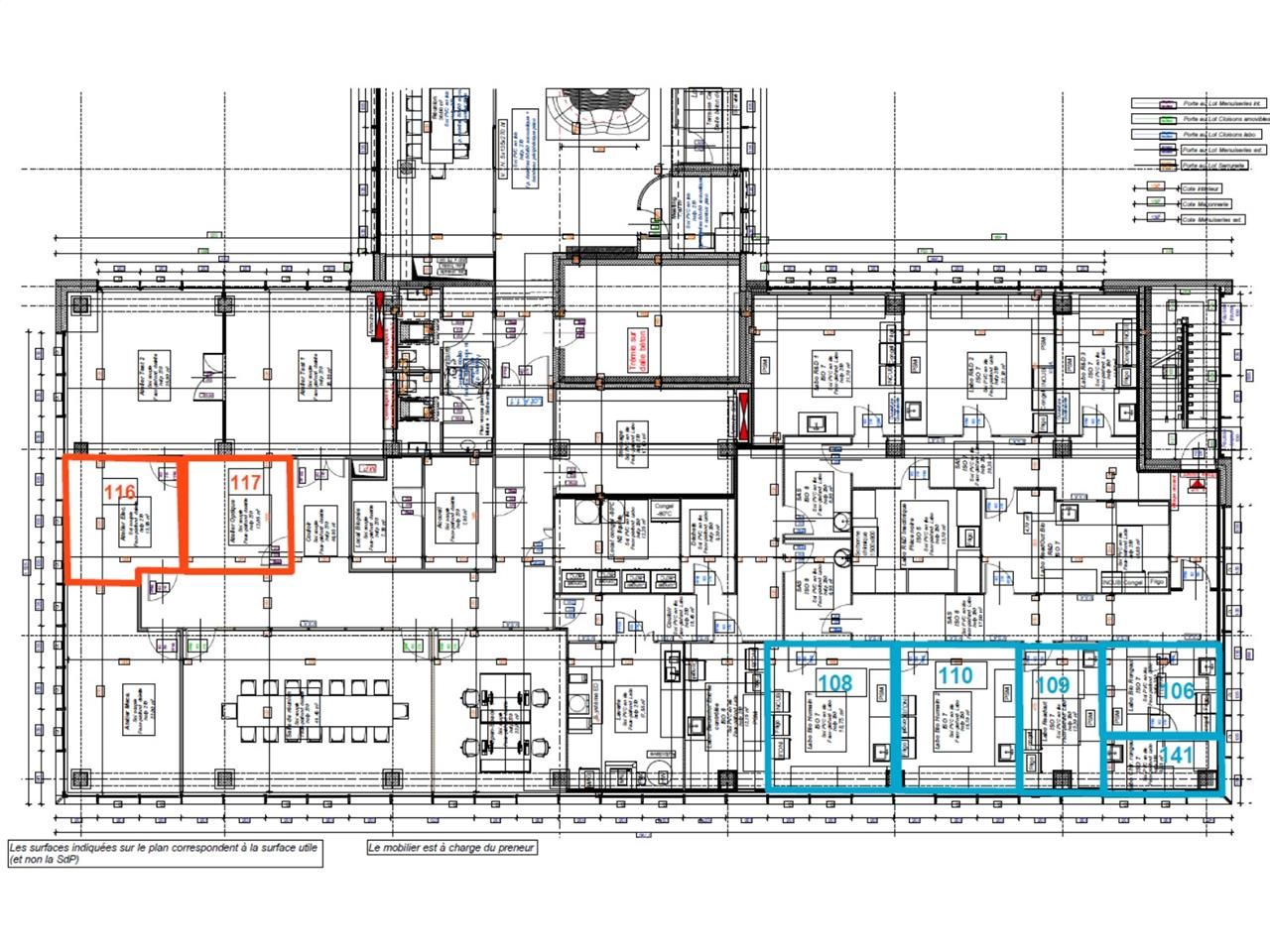 Location bureaux 116 m² non divisibles