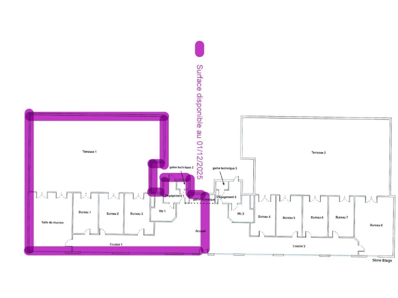 Location bureaux 202 m² divisibles à partir de 101 m²