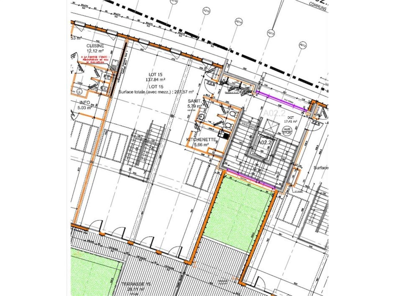 Location bureaux 216 m² non divisibles