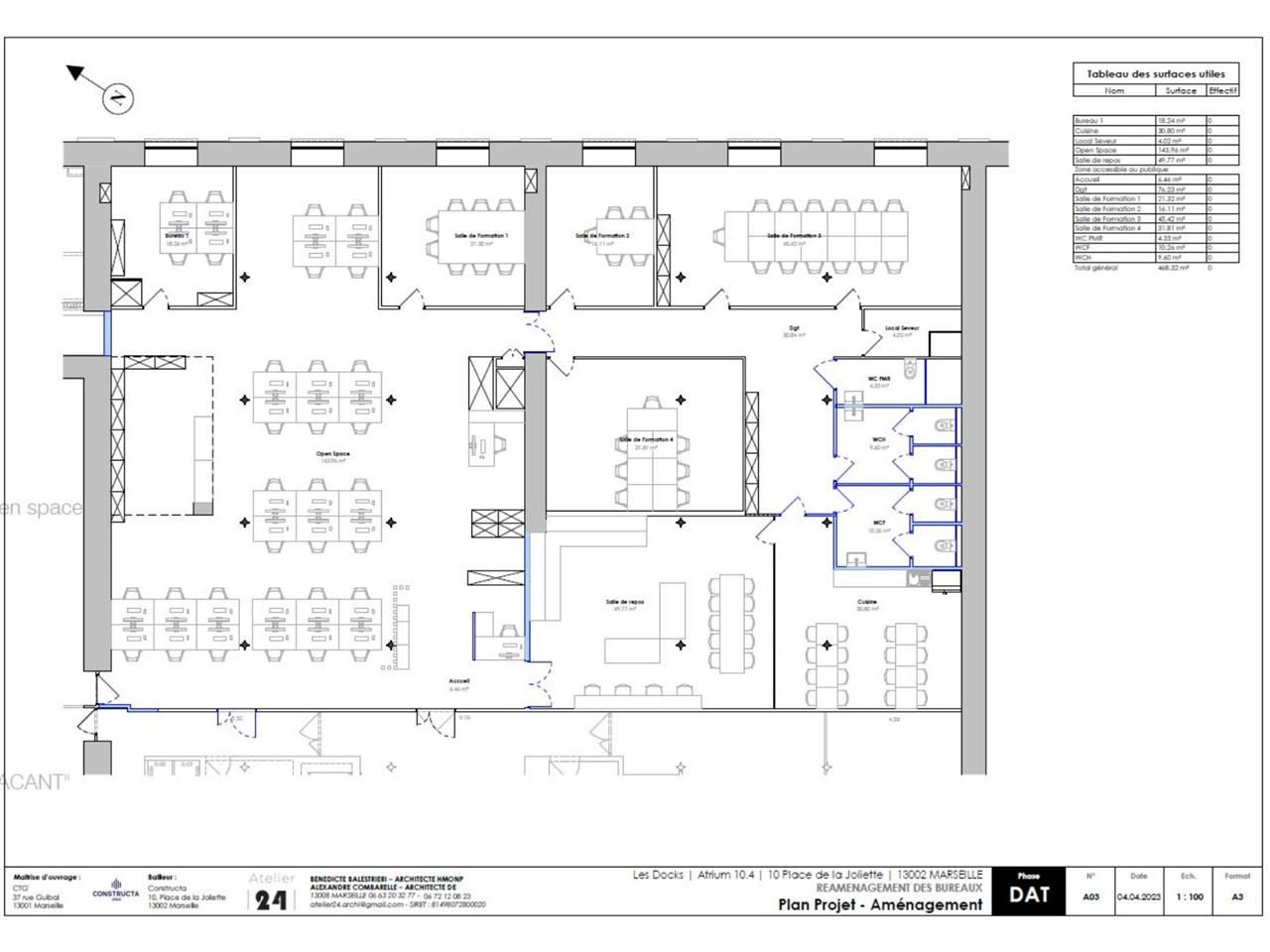 Location bureaux 516 m² non divisibles
