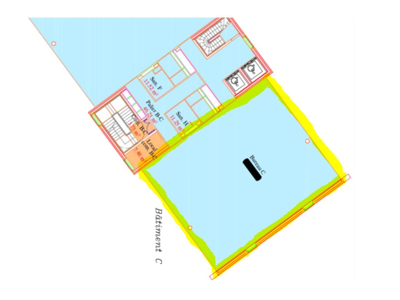 Location bureaux 250 m² non divisibles