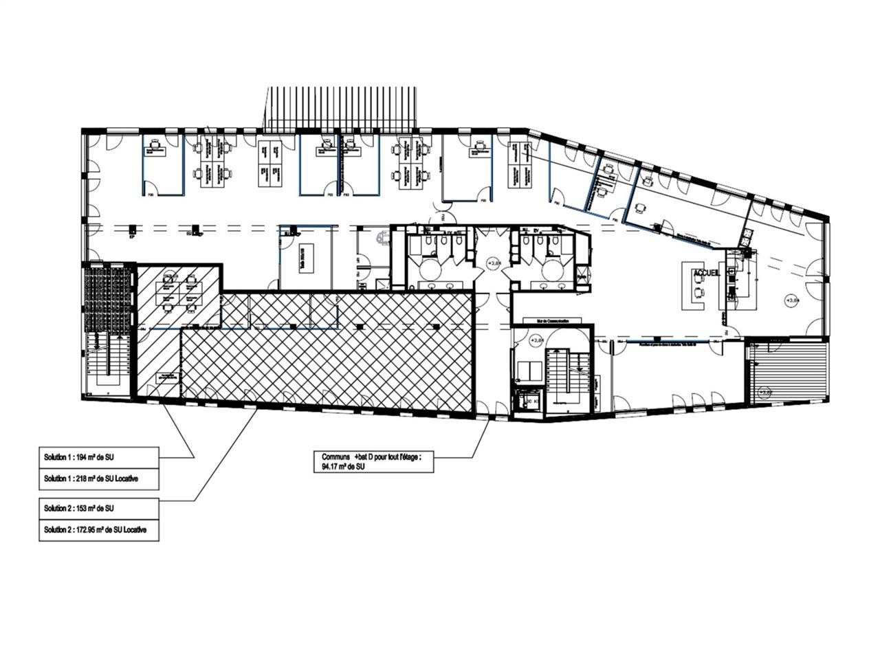 Location bureaux 194 m² non divisibles