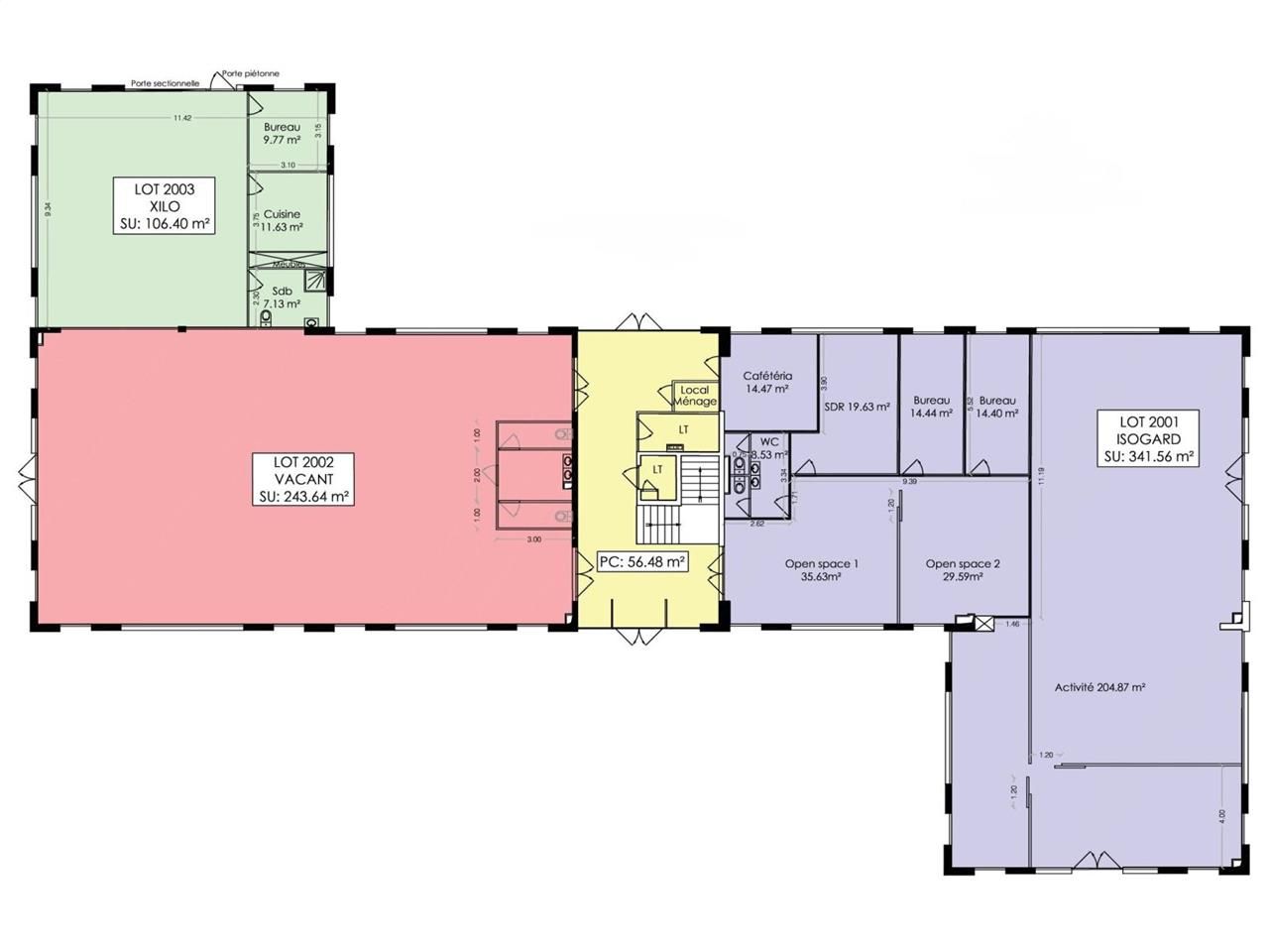 Location bureaux 275 m² non divisibles