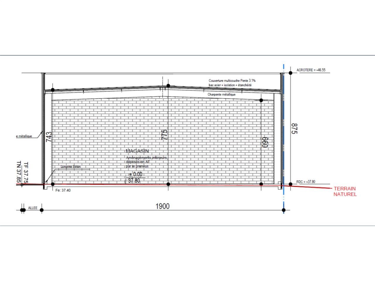 Location locaux commerciaux 382 m² non divisibles