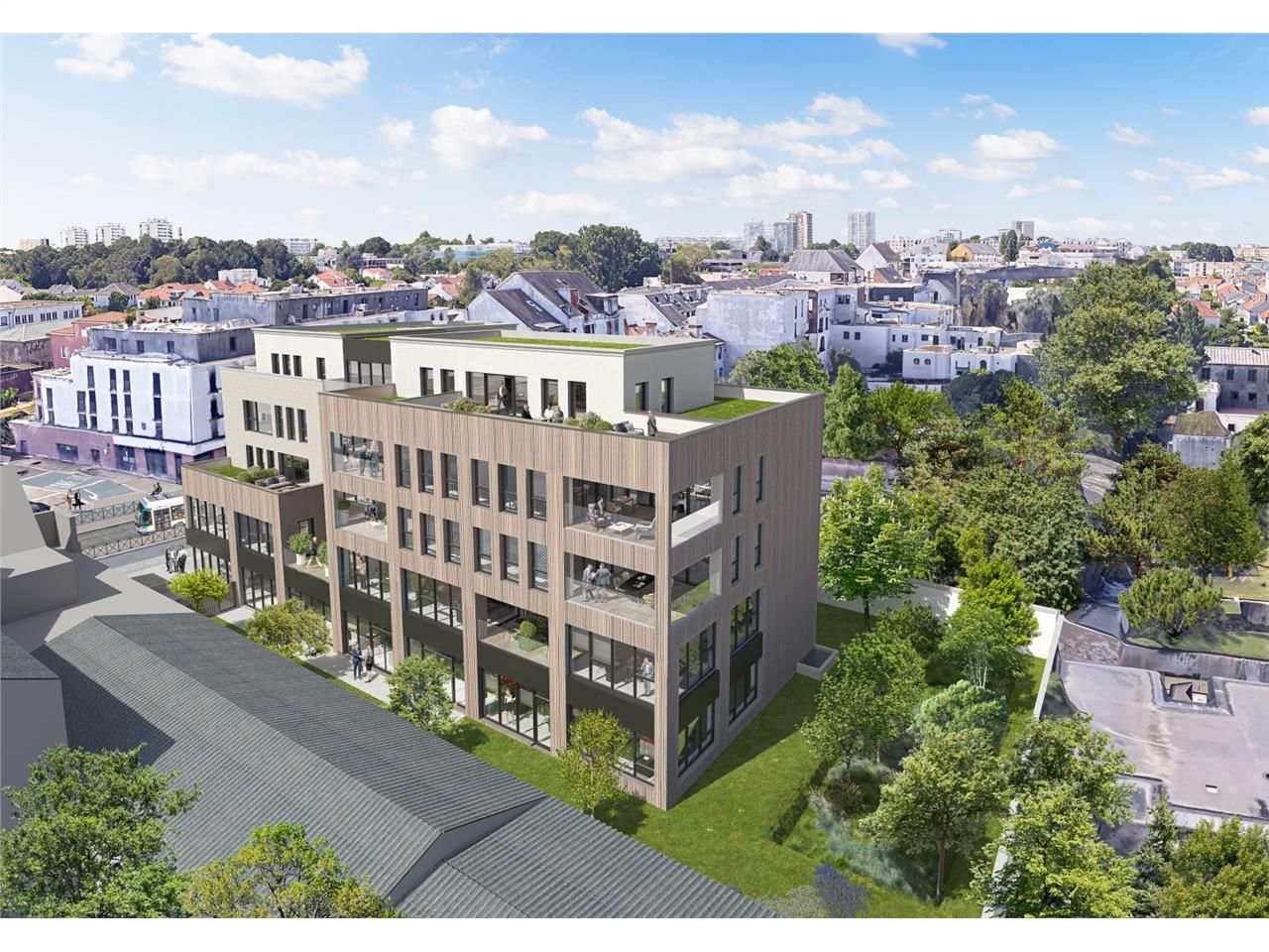 Dans un  immeuble neuf , au pied de la ligne de T