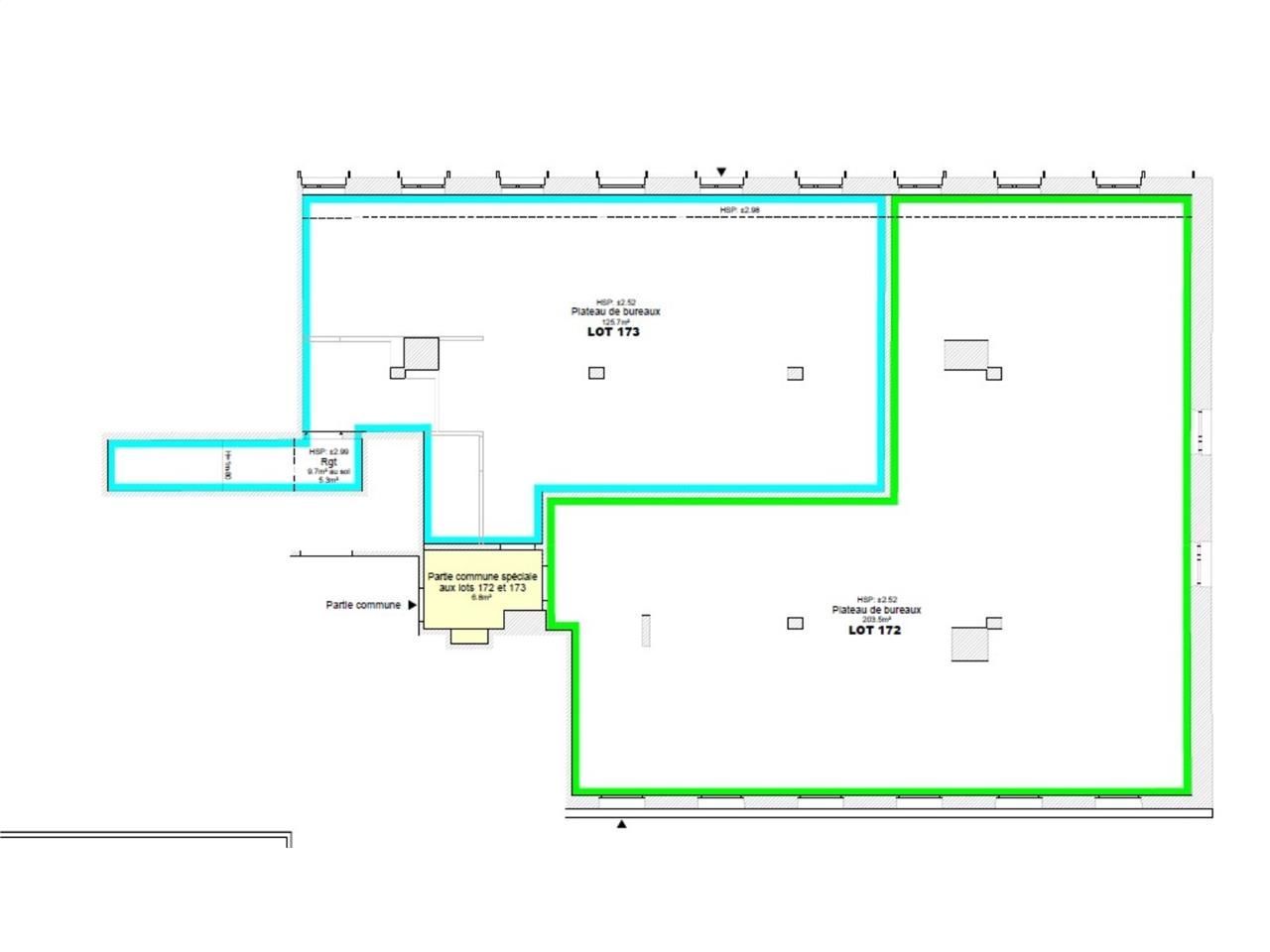 Vente bureaux 224 m² non divisibles