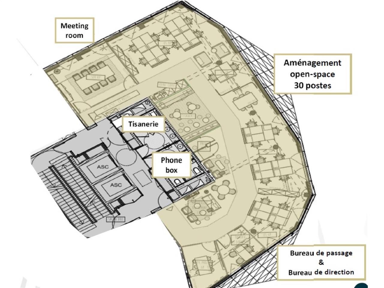 Location bureaux 230 m² non divisibles