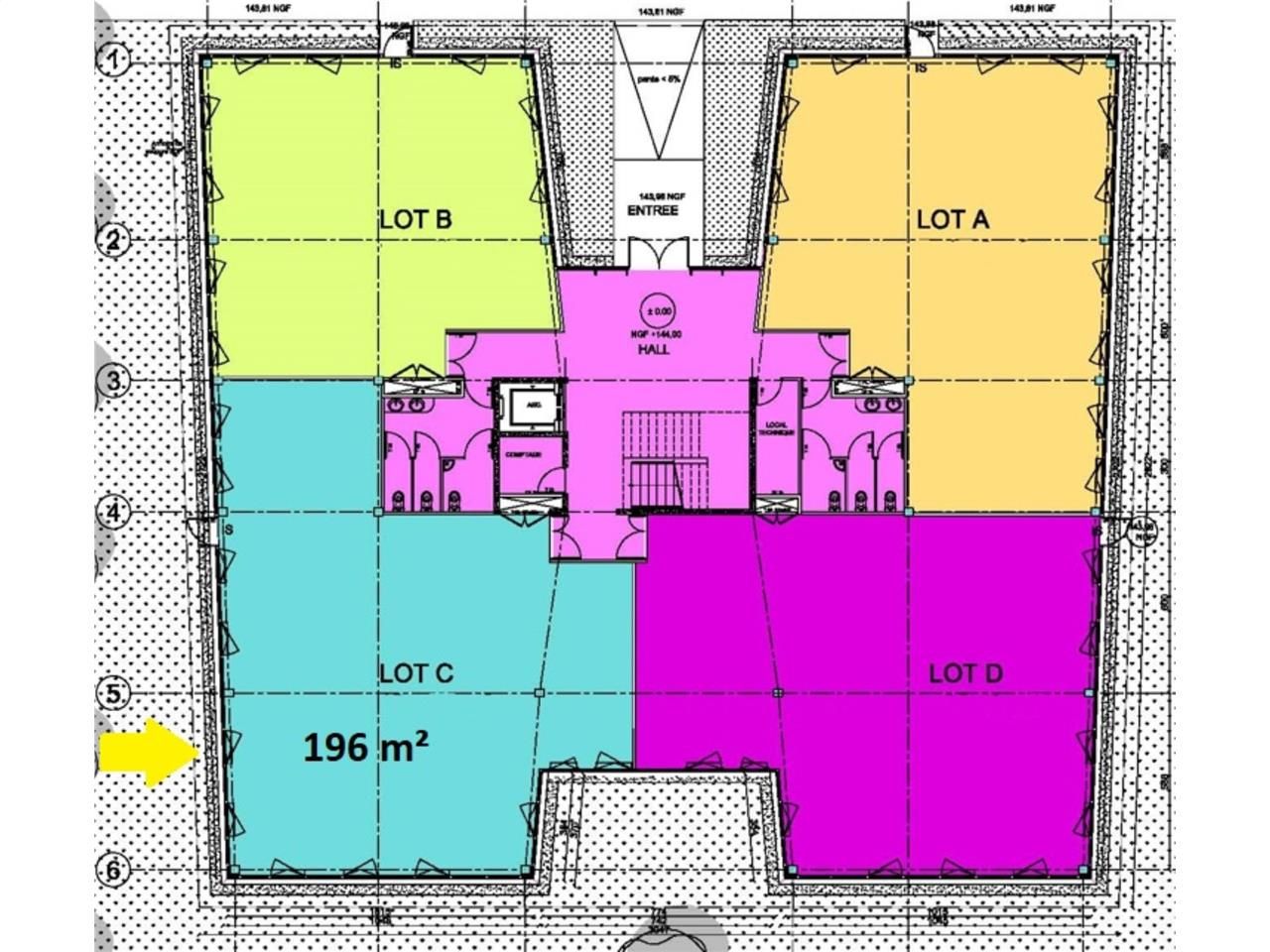 Location bureaux 196 m² non divisibles