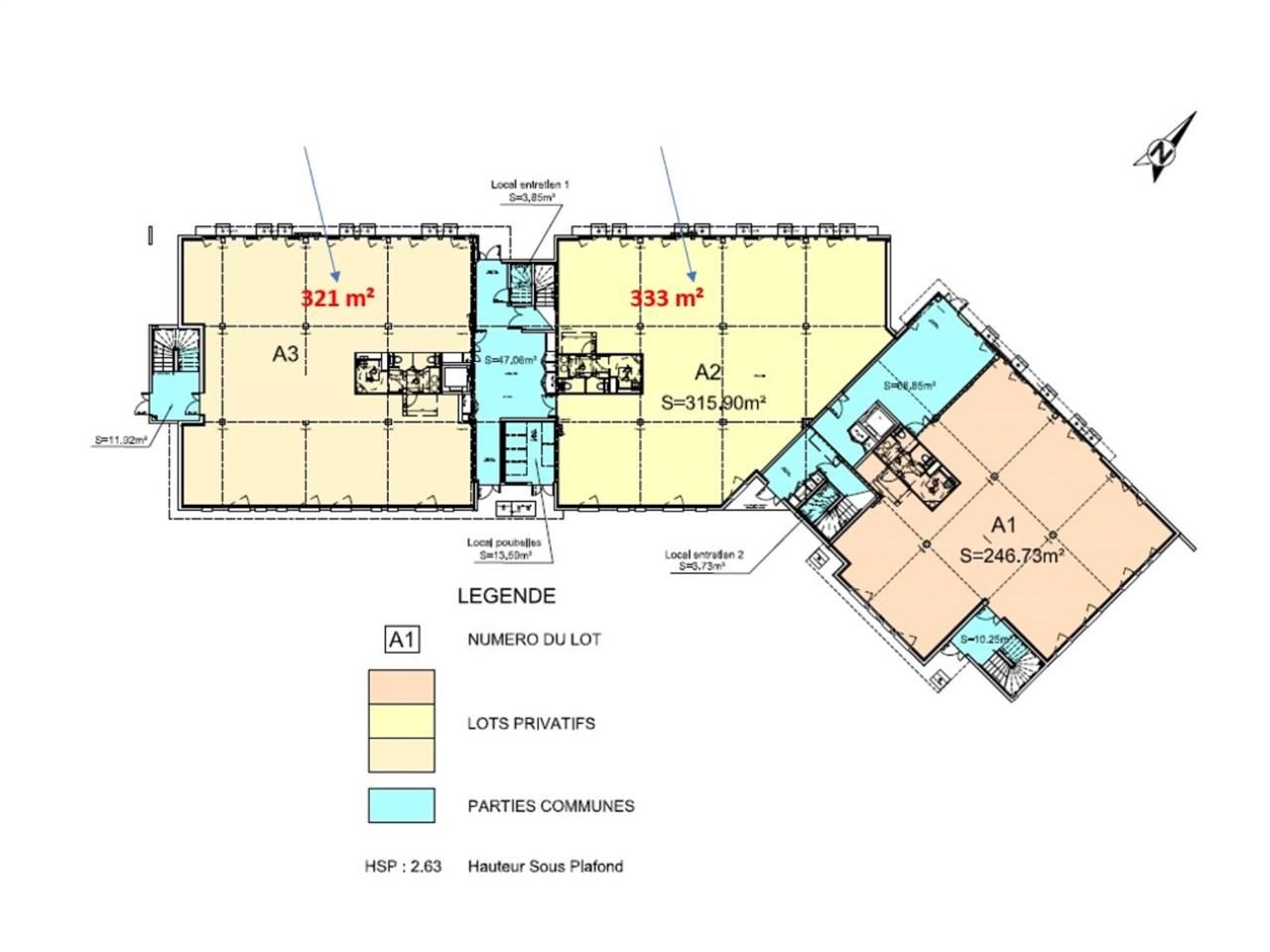Location bureaux 5129 m² divisibles à partir de 321 m²