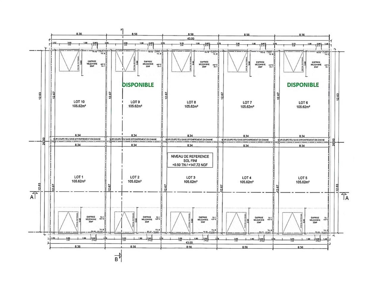 Vente entrepots 280 m² divisibles à partir de 140 m²