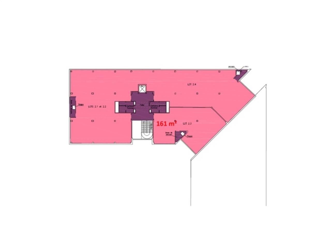 Location bureaux 161 m² non divisibles