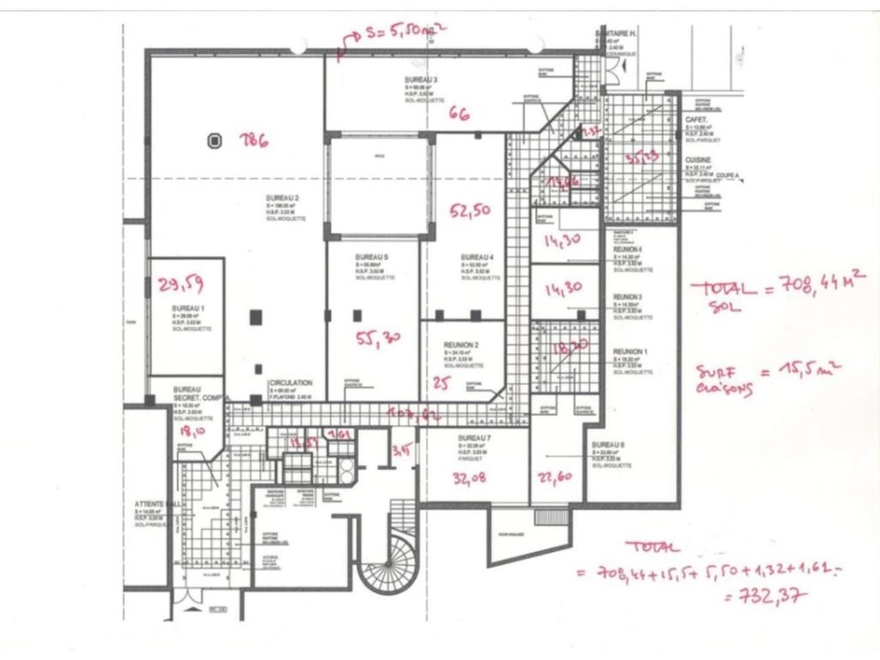 Vente bureaux 708 m² non divisibles