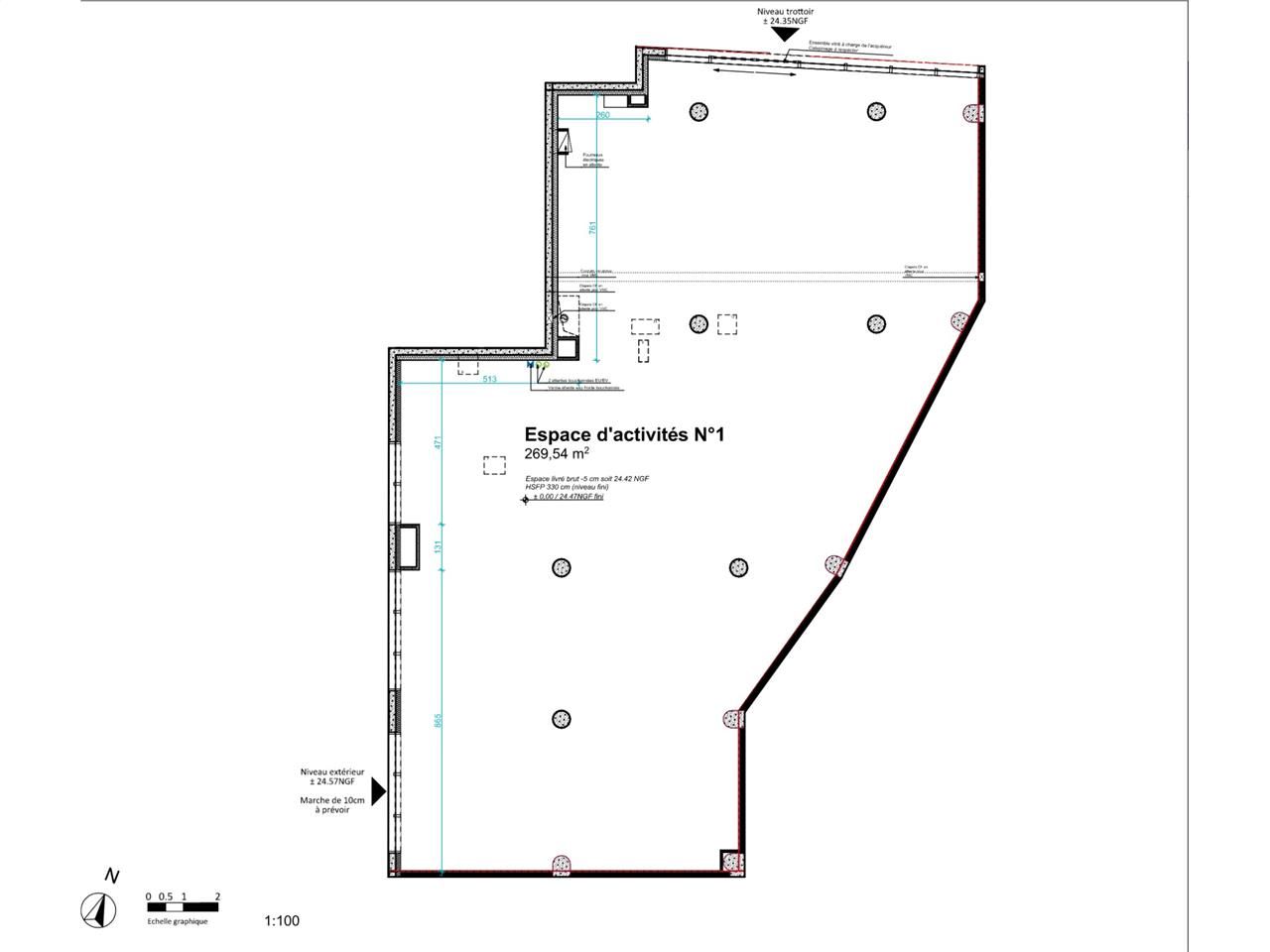Location locaux commerciaux 549 m² non divisibles