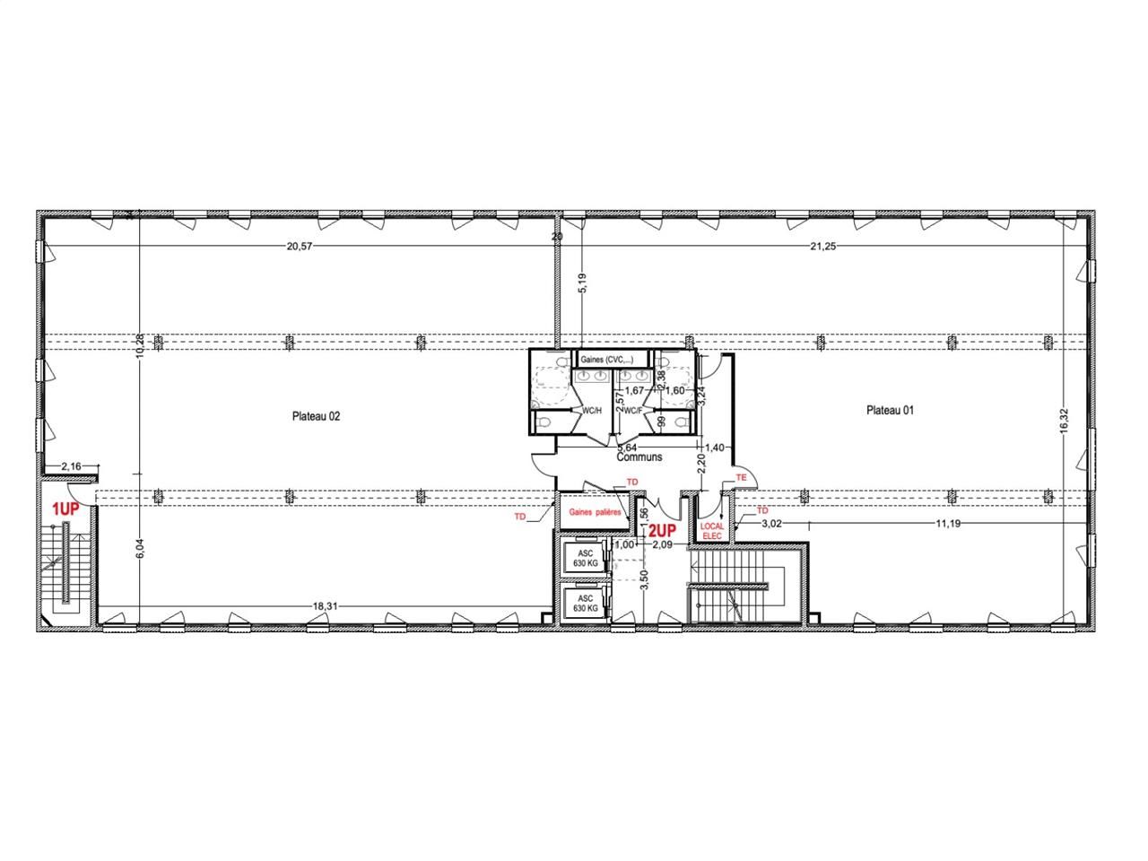 Location bureaux 285 m² non divisibles