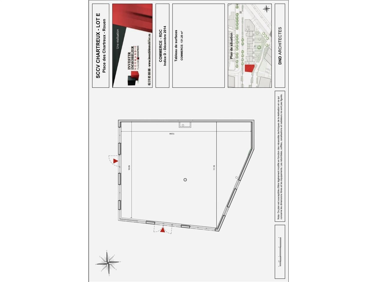 Location locaux commerciaux 130 m² non divisibles