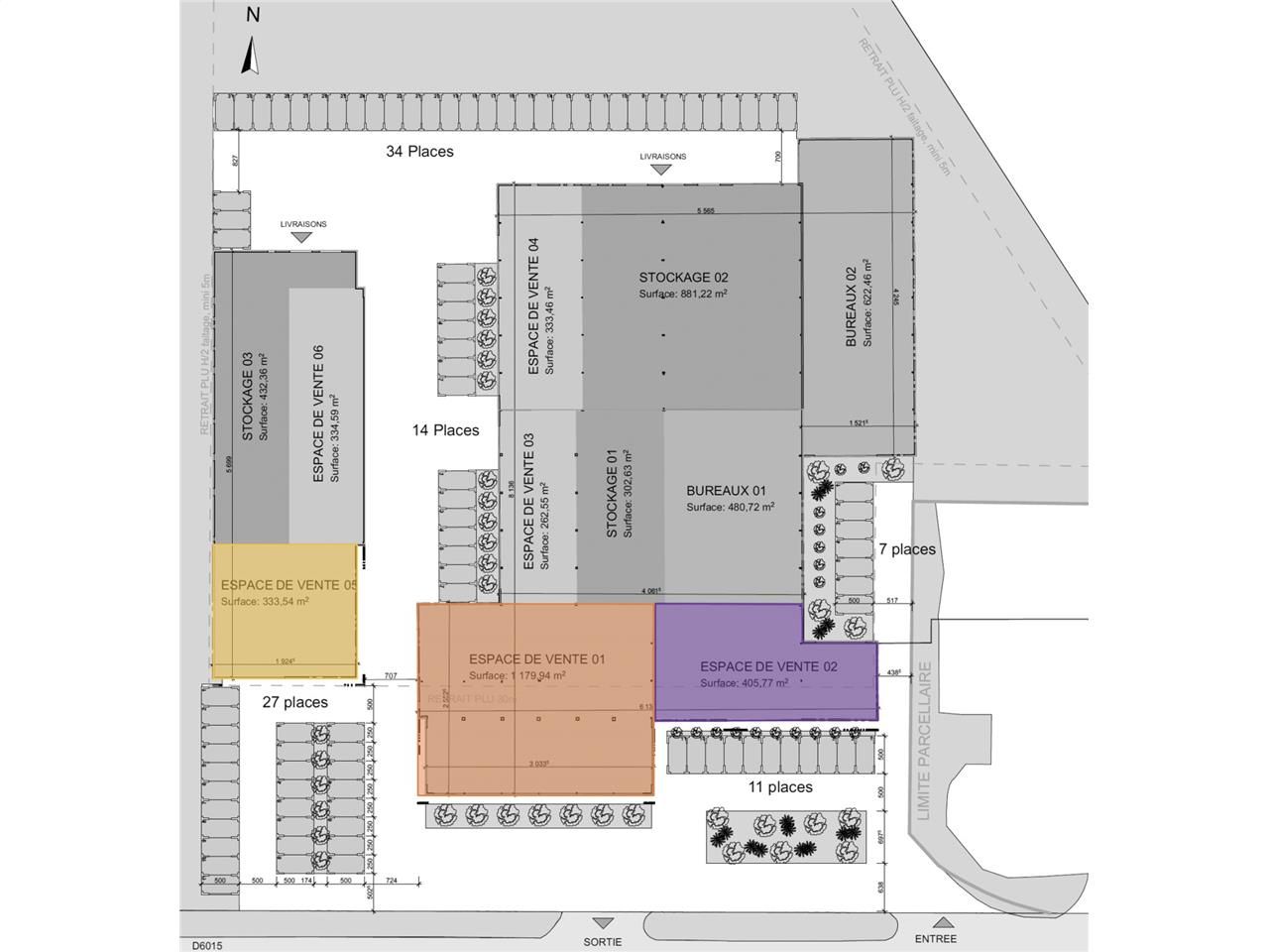 Location locaux commerciaux 3196 m² divisibles à partir de 200 m²