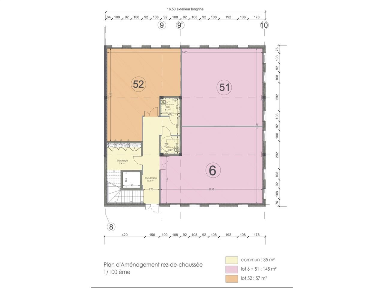 Location bureaux 170 m² non divisibles