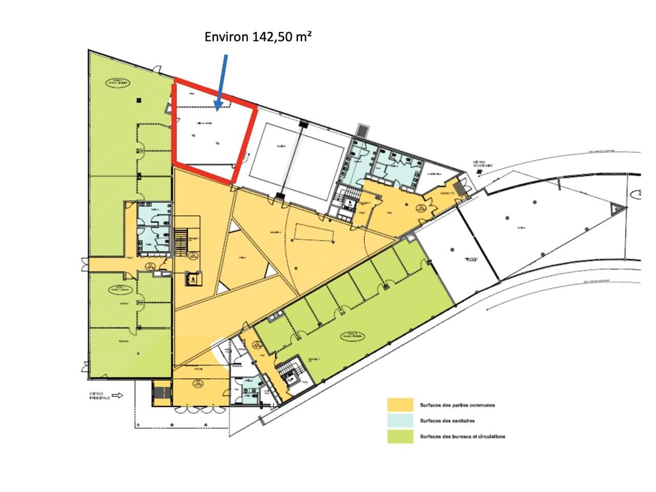 Location bureaux 142 m² non divisibles