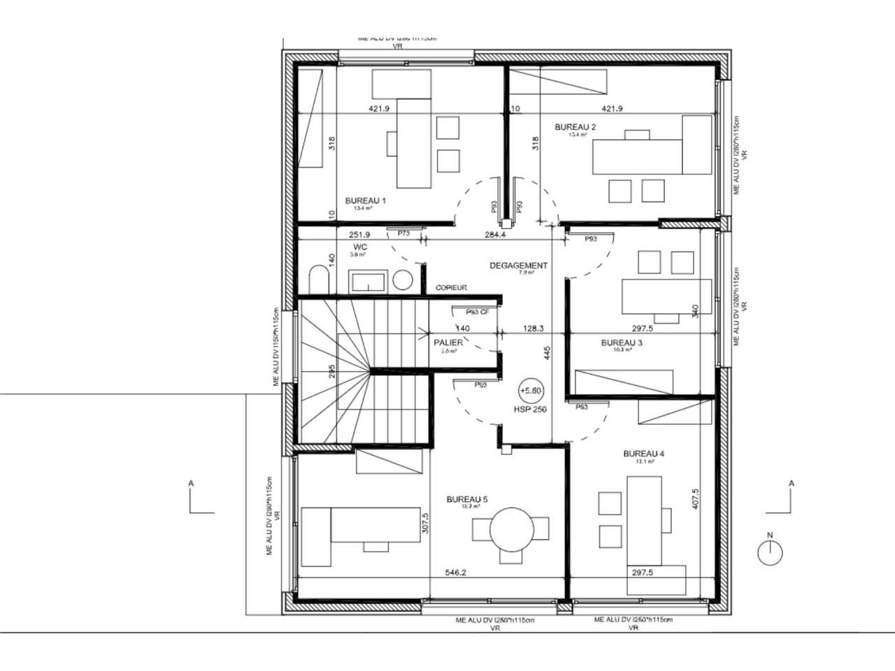 Location bureaux 85 m² non divisibles