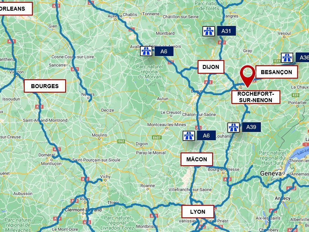 34841.2 m² pour cetentrepôts classe b en location à Rochefort-sur-nenon