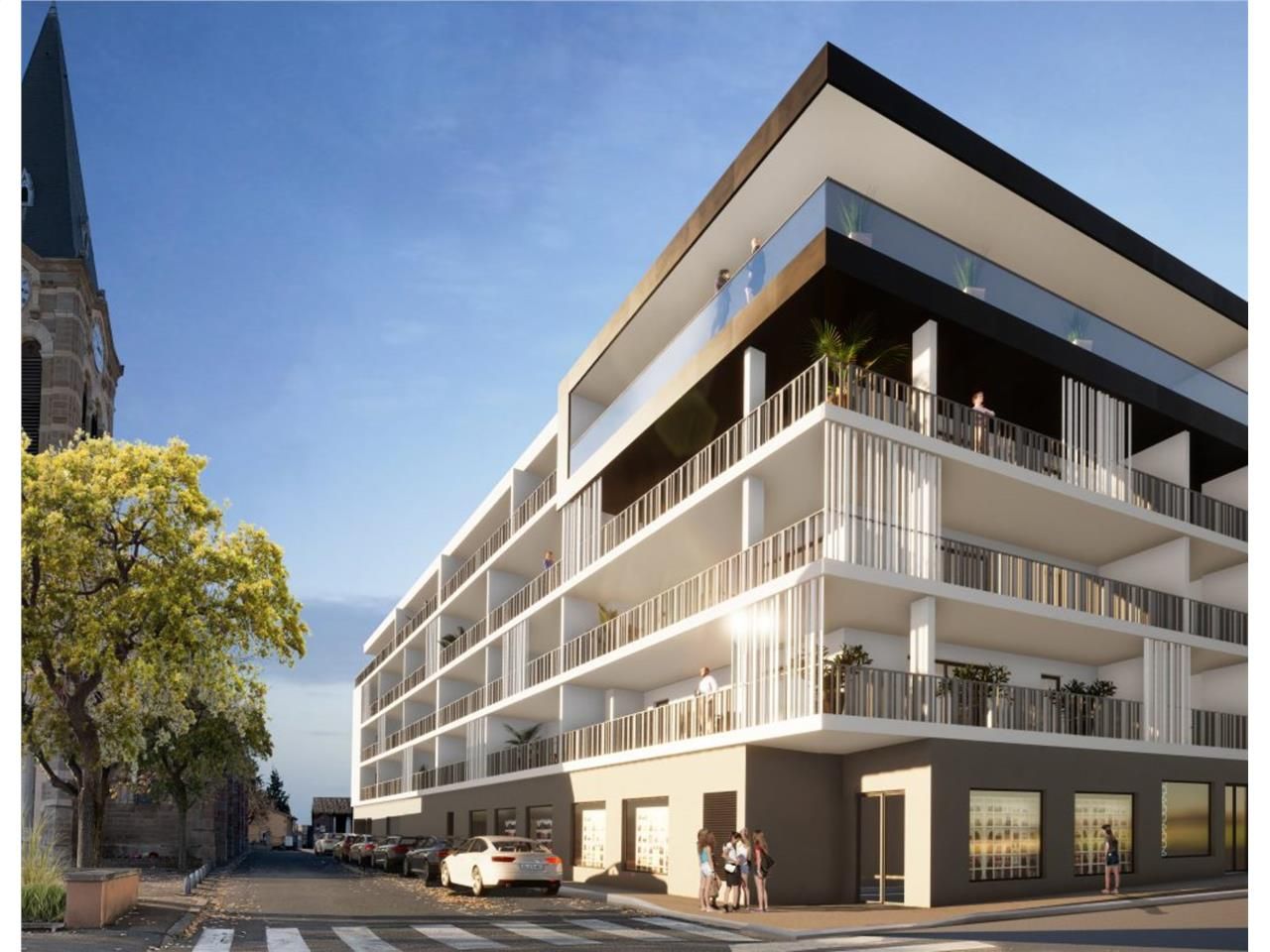 Locaux commerciaux avec vitrine en pied d'un imme