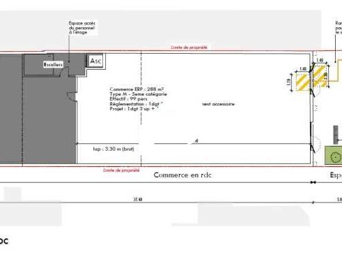 Location locaux commerciaux 571 m² non divisibles