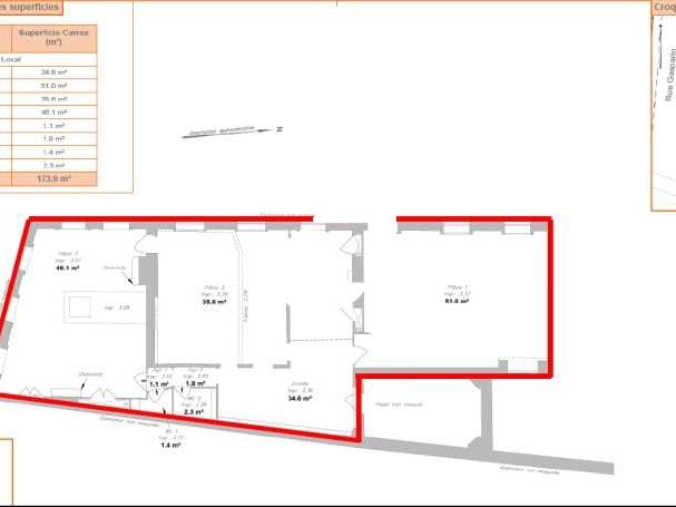 Location bureaux 173 m² non divisibles