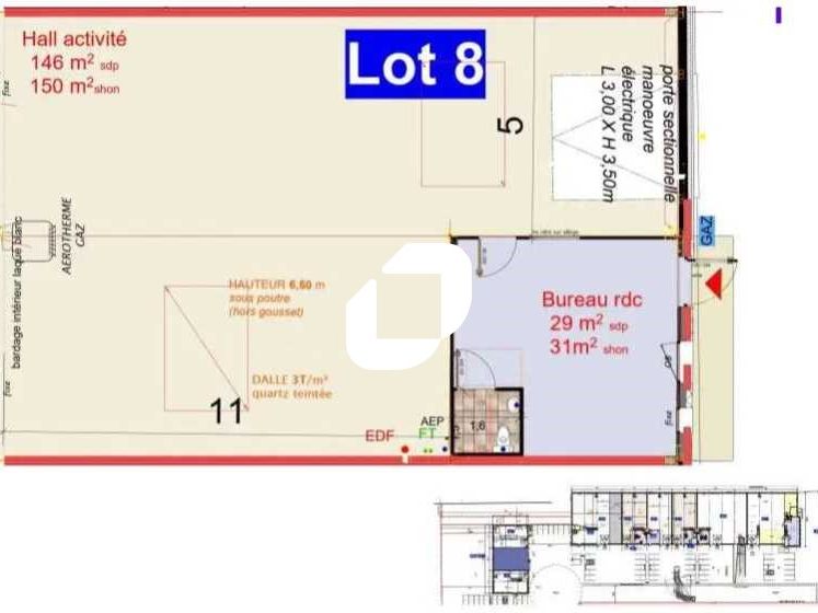 Location entrepots 203 m² non divisibles